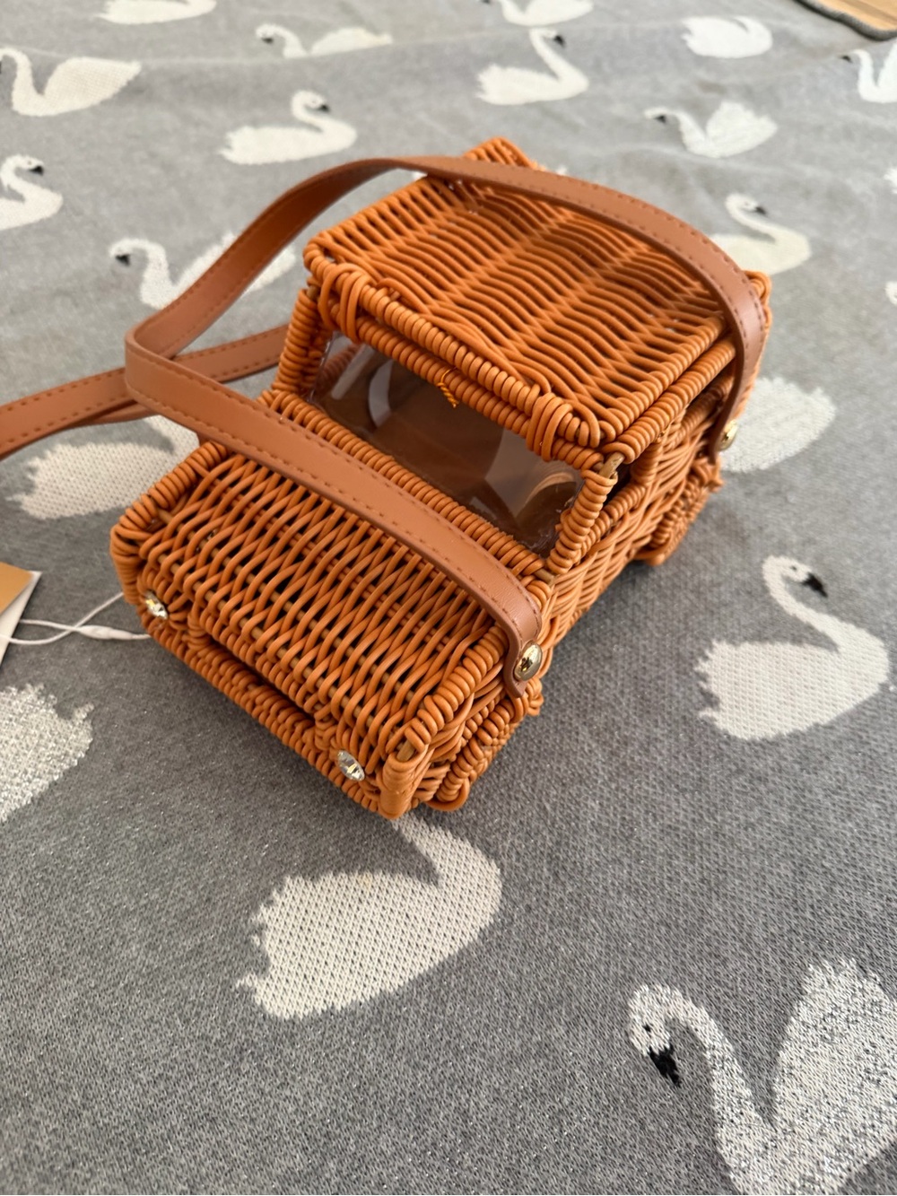 Tommy Bahama Wicker Car-Shaped Crossbody Bag in Warm Tan jeep truck - Picture 3 of 3